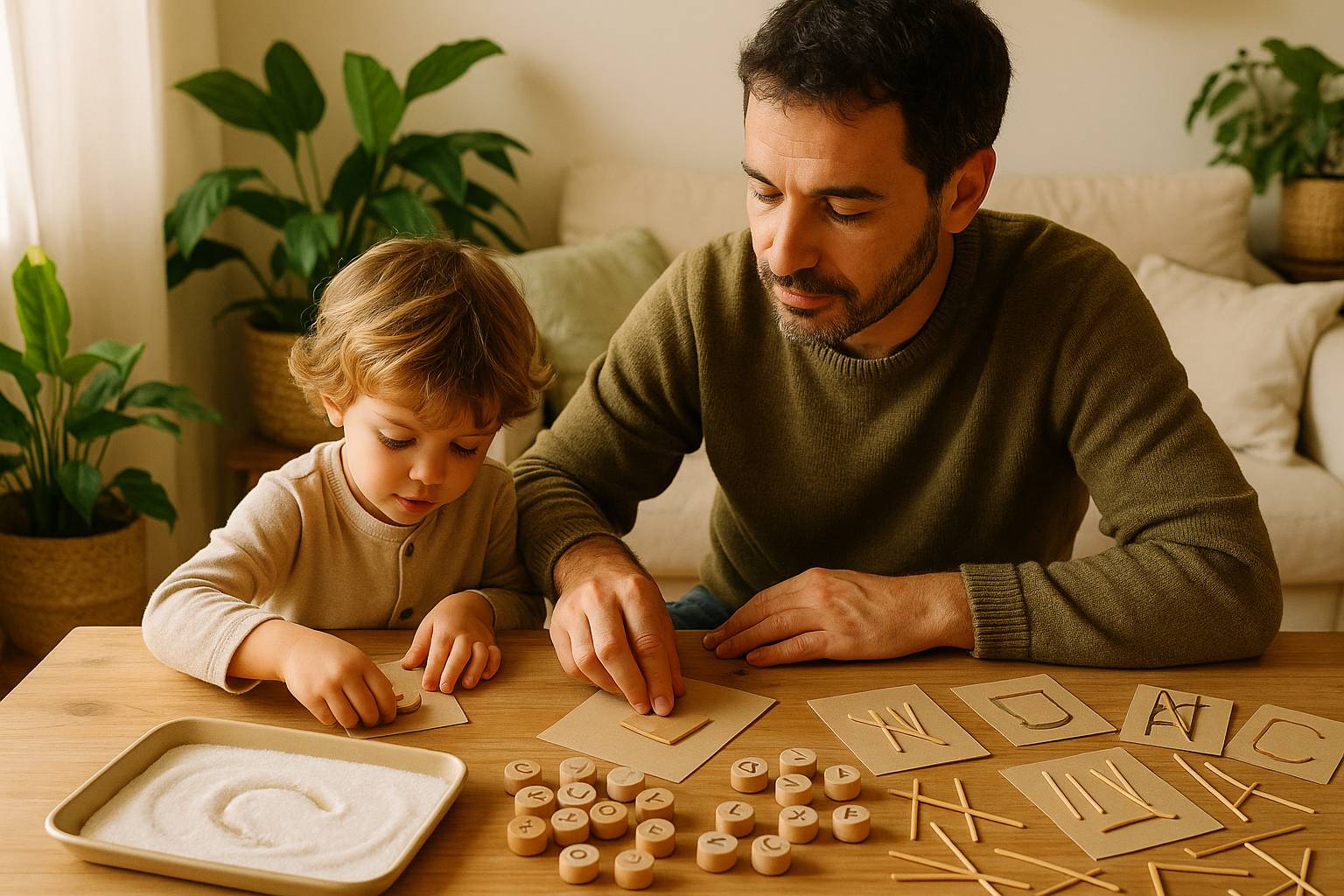 Actividades de lectura temprana con materiales caseros