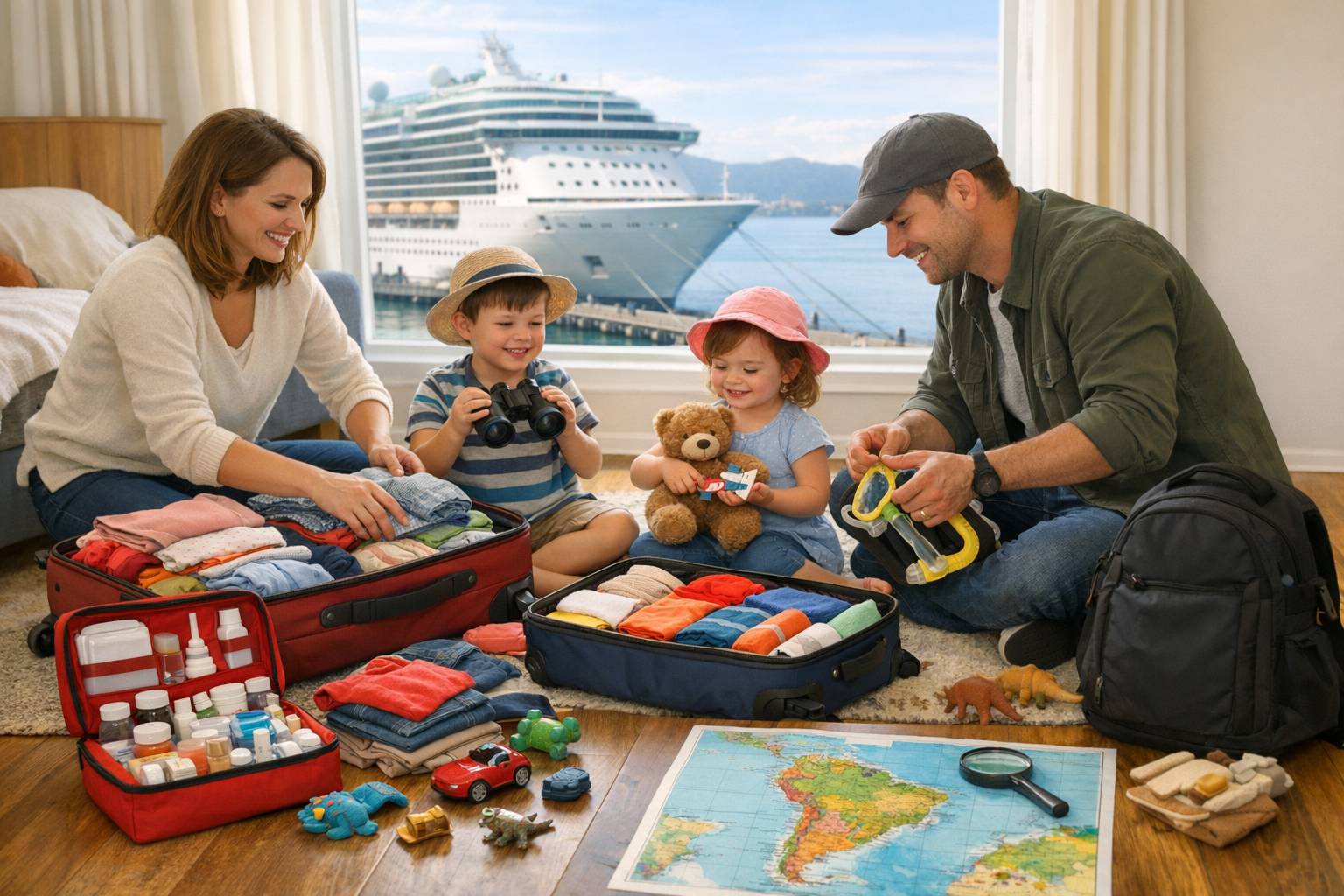 Qué llevar en un crucero por Sudamérica con niños: checklist de maleta, botiquín y entretenimiento